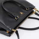 PRADA Galleria Hand Bag Saffiano leather 2way Black Gold Auth 207986V-6