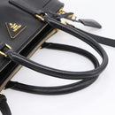 PRADA Galleria Hand Bag Saffiano leather 2way Black Gold Auth 207986V-7