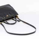 PRADA Galleria Hand Bag Saffiano leather 2way Black Gold Auth 207986V-9