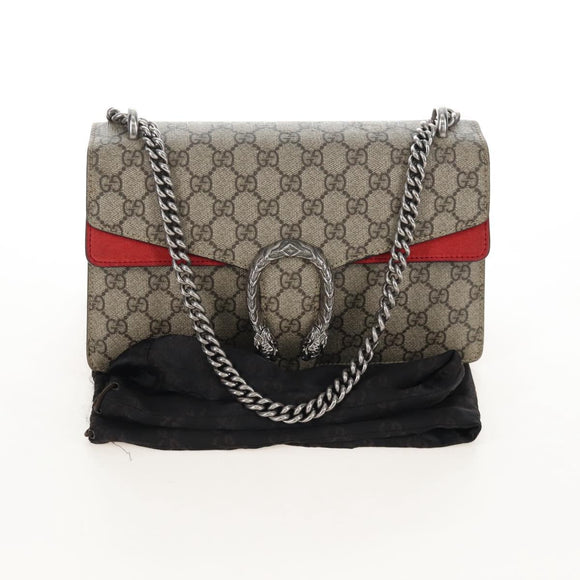 GUCCI GG Supreme Dionysus Chain Shoulder Bag PVC Beige 400249 Auth 207987V