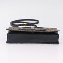 Christian Dior Trotter Canvas Chain Shoulder Bag Navy Gold Auth 207989-12