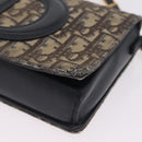 Christian Dior Trotter Canvas Chain Shoulder Bag Navy Gold Auth 207989-14