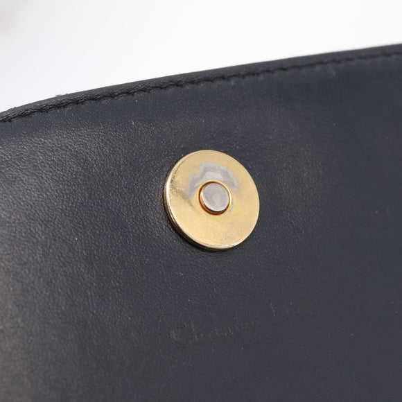 Christian Dior Trotter Canvas Chain Shoulder Bag Navy Gold Auth 207989