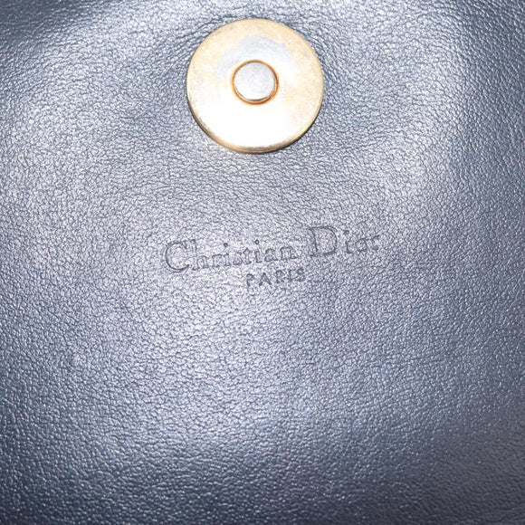 Christian Dior Trotter Canvas Chain Shoulder Bag Navy Gold Auth 207989