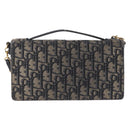 Christian Dior Trotter Canvas Chain Shoulder Bag Navy Gold Auth 207989-3