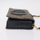 Christian Dior Trotter Canvas Chain Shoulder Bag Navy Gold Auth 207989-4
