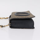 Christian Dior Trotter Canvas Chain Shoulder Bag Navy Gold Auth 207989-5