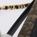 Christian Dior Trotter Canvas Chain Shoulder Bag Navy Gold Auth 207989-8