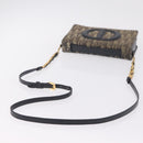 Christian Dior Trotter Canvas Chain Shoulder Bag Navy Gold Auth 207989-9
