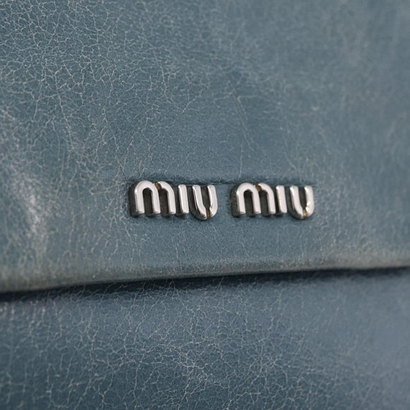 Miu Miu Matelasse Chain Shoulder Bag Vitellolux Blue Silver Auth 207991A
