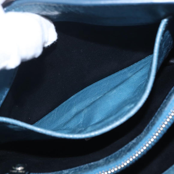 Miu Miu Matelasse Chain Shoulder Bag Vitellolux Blue Silver Auth 207991A