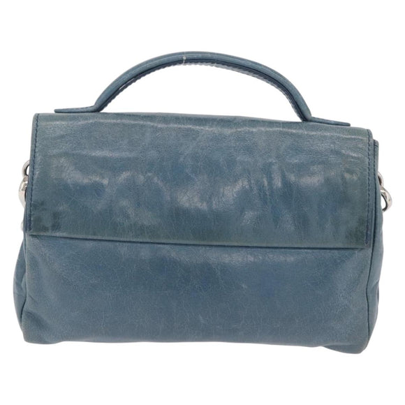 Miu Miu Matelasse Chain Shoulder Bag Vitellolux Blue Silver Auth 207991A