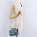 Miu Miu Matelasse Chain Shoulder Bag Vitellolux Blue Silver Auth 207991A-31