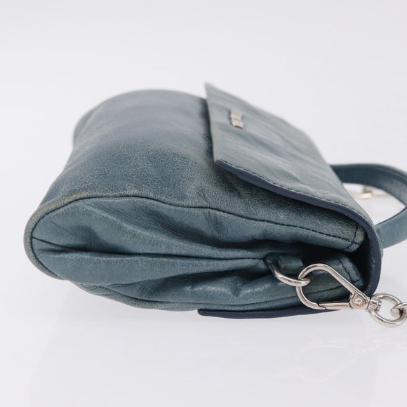 Miu Miu Matelasse Chain Shoulder Bag Vitellolux Blue Silver Auth 207991A