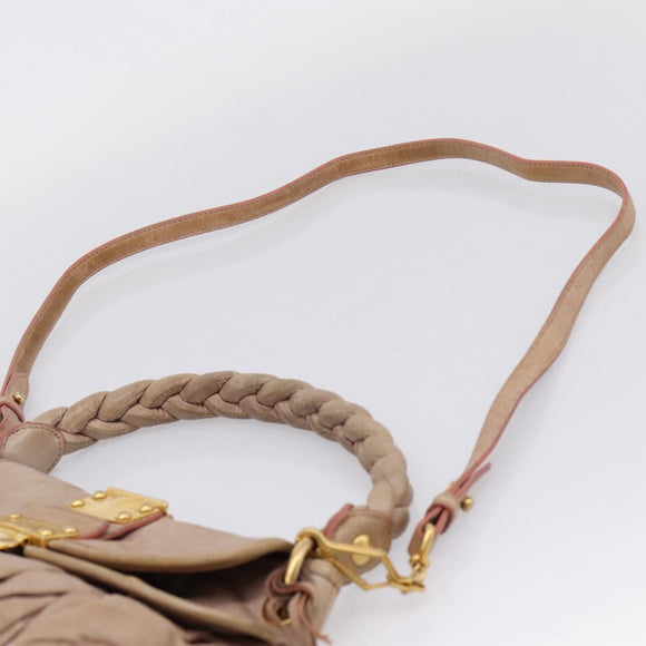 Miu Miu Hand Bag Vitellolux 2way Pink Gold Auth 207996