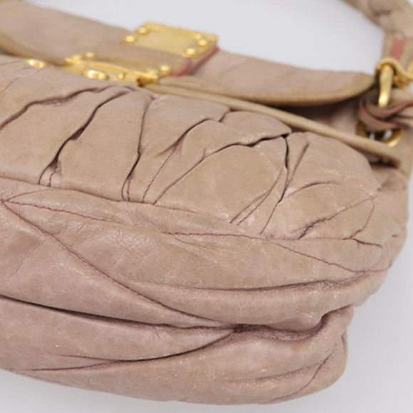 Miu Miu Hand Bag Vitellolux 2way Pink Gold Auth 207996