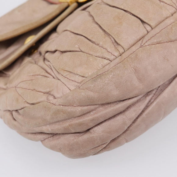 Miu Miu Hand Bag Vitellolux 2way Pink Gold Auth 207996
