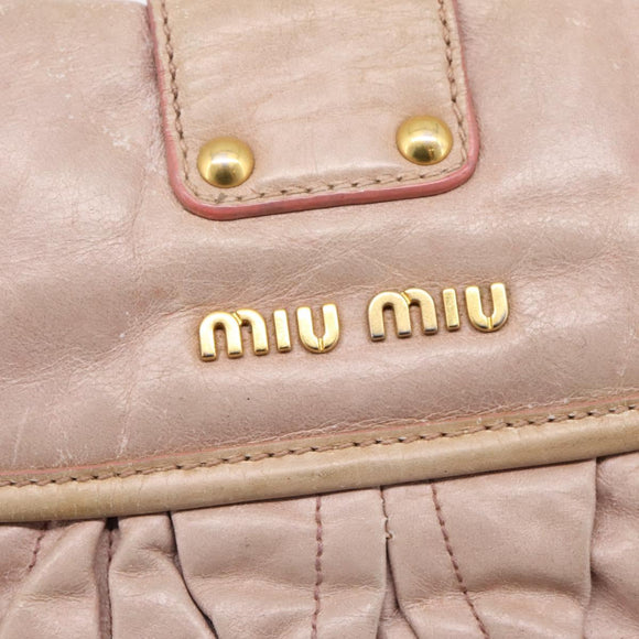 Miu Miu Hand Bag Vitellolux 2way Pink Gold Auth 207996