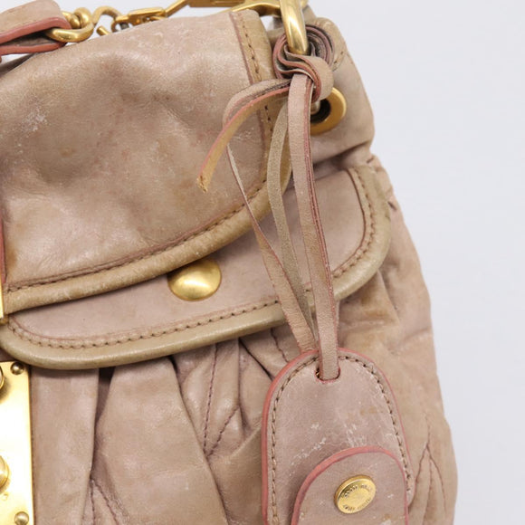 Miu Miu Hand Bag Vitellolux 2way Pink Gold Auth 207996