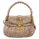 Miu Miu Hand Bag Vitellolux 2way Pink Gold Auth 207996-2