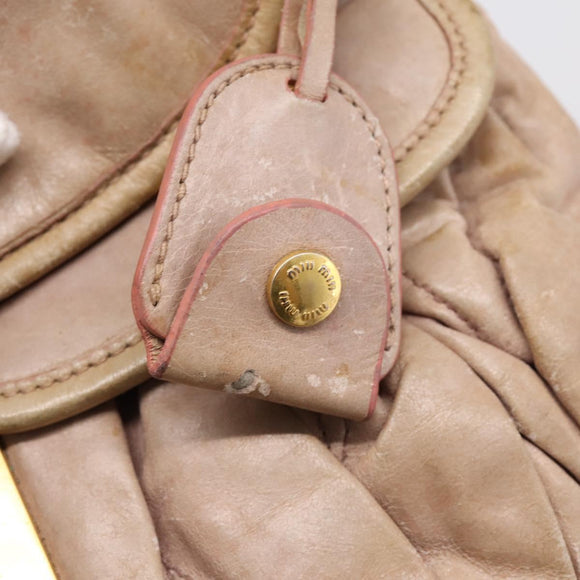 Miu Miu Hand Bag Vitellolux 2way Pink Gold Auth 207996