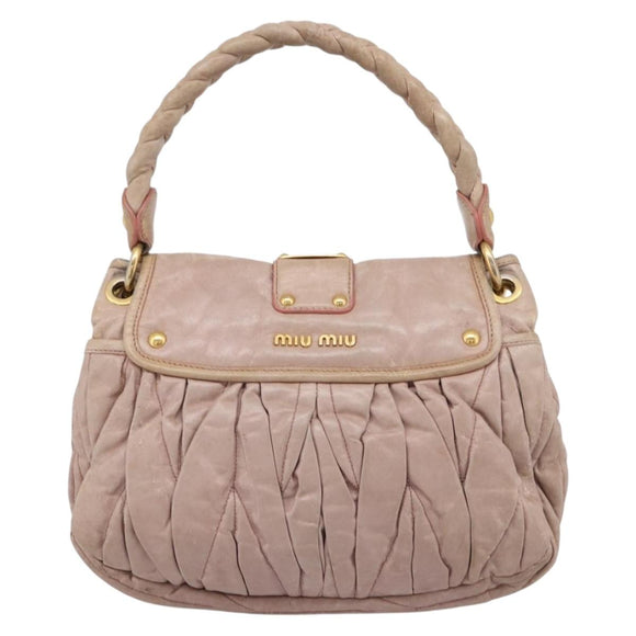Miu Miu Hand Bag Vitellolux 2way Pink Gold Auth 207996