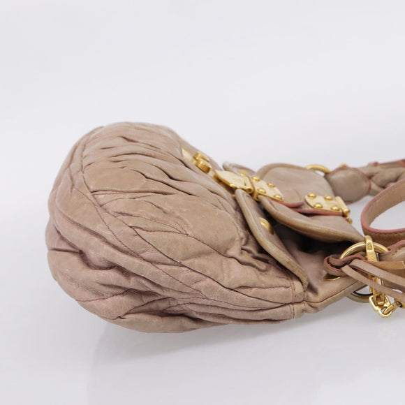 Miu Miu Hand Bag Vitellolux 2way Pink Gold Auth 207996