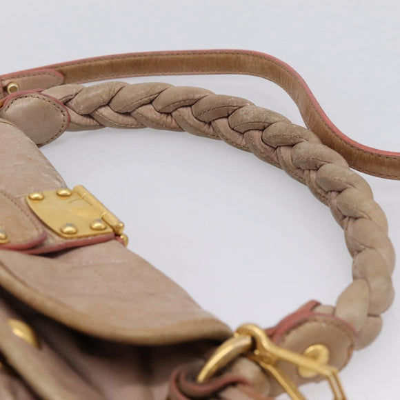Miu Miu Hand Bag Vitellolux 2way Pink Gold Auth 207996