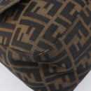 FENDI Zucca Canvas Mamma Baguette Shoulder Bag Brown Black Auth 207999A-11