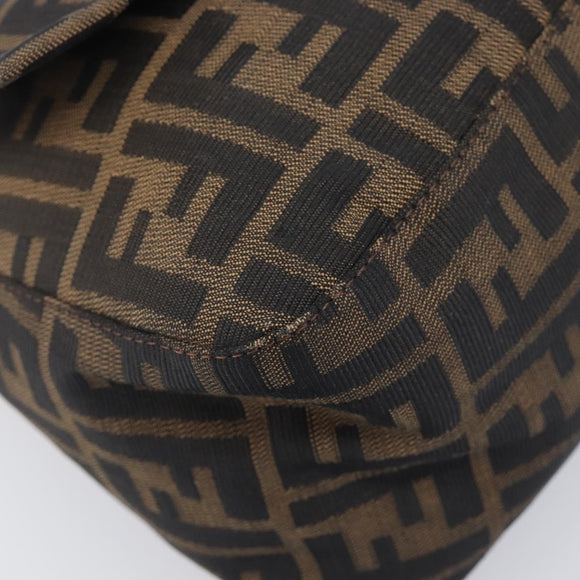 FENDI Zucca Canvas Mamma Baguette Shoulder Bag Brown Black Auth 207999A