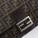 FENDI Zucca Canvas Mamma Baguette Shoulder Bag Brown Black Auth 207999A-15