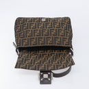 FENDI Zucca Canvas Mamma Baguette Shoulder Bag Brown Black Auth 207999A-16