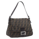FENDI Zucca Canvas Mamma Baguette Shoulder Bag Brown Black Auth 207999A-1