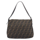 FENDI Zucca Canvas Mamma Baguette Shoulder Bag Brown Black Auth 207999A-3