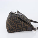 FENDI Zucca Canvas Mamma Baguette Shoulder Bag Brown Black Auth 207999A-4