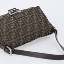 FENDI Zucca Canvas Mamma Baguette Shoulder Bag Brown Black Auth 207999A-6