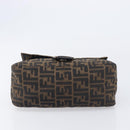 FENDI Zucca Canvas Mamma Baguette Shoulder Bag Brown Black Auth 207999A-9