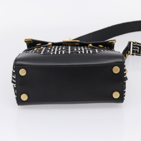 BALMAIN B-Buzz23 Hand Bag Canvas 2way Black Gold Auth 208002M