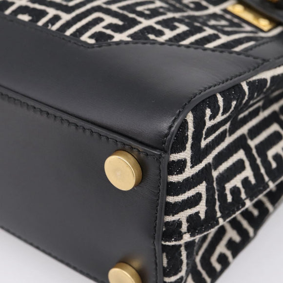 BALMAIN B-Buzz23 Hand Bag Canvas 2way Black Gold Auth 208002M