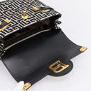 BALMAIN B-Buzz23 Hand Bag Canvas 2way Black Gold Auth 208002M-10