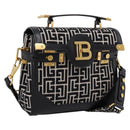BALMAIN B-Buzz23 Hand Bag Canvas 2way Black Gold Auth 208002M-1