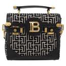 BALMAIN B-Buzz23 Hand Bag Canvas 2way Black Gold Auth 208002M-13