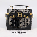 BALMAIN B-Buzz23 Hand Bag Canvas 2way Black Gold Auth 208002M-12