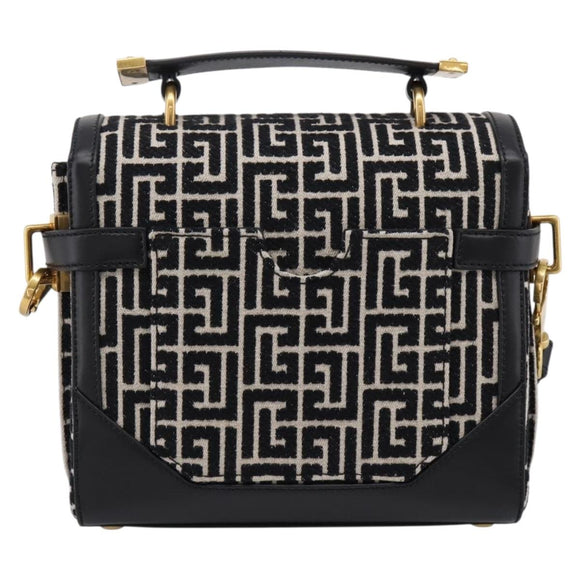 BALMAIN B-Buzz23 Hand Bag Canvas 2way Black Gold Auth 208002M