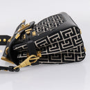 BALMAIN B-Buzz23 Hand Bag Canvas 2way Black Gold Auth 208002M-3