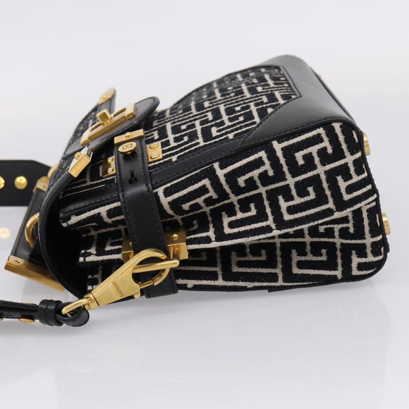 BALMAIN B-Buzz23 Hand Bag Canvas 2way Black Gold Auth 208002M