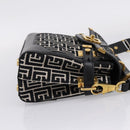 BALMAIN B-Buzz23 Hand Bag Canvas 2way Black Gold Auth 208002M-4