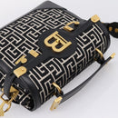 BALMAIN B-Buzz23 Hand Bag Canvas 2way Black Gold Auth 208002M-6
