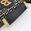BALMAIN B-Buzz23 Hand Bag Canvas 2way Black Gold Auth 208002M-7