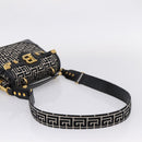 BALMAIN B-Buzz23 Hand Bag Canvas 2way Black Gold Auth 208002M-8